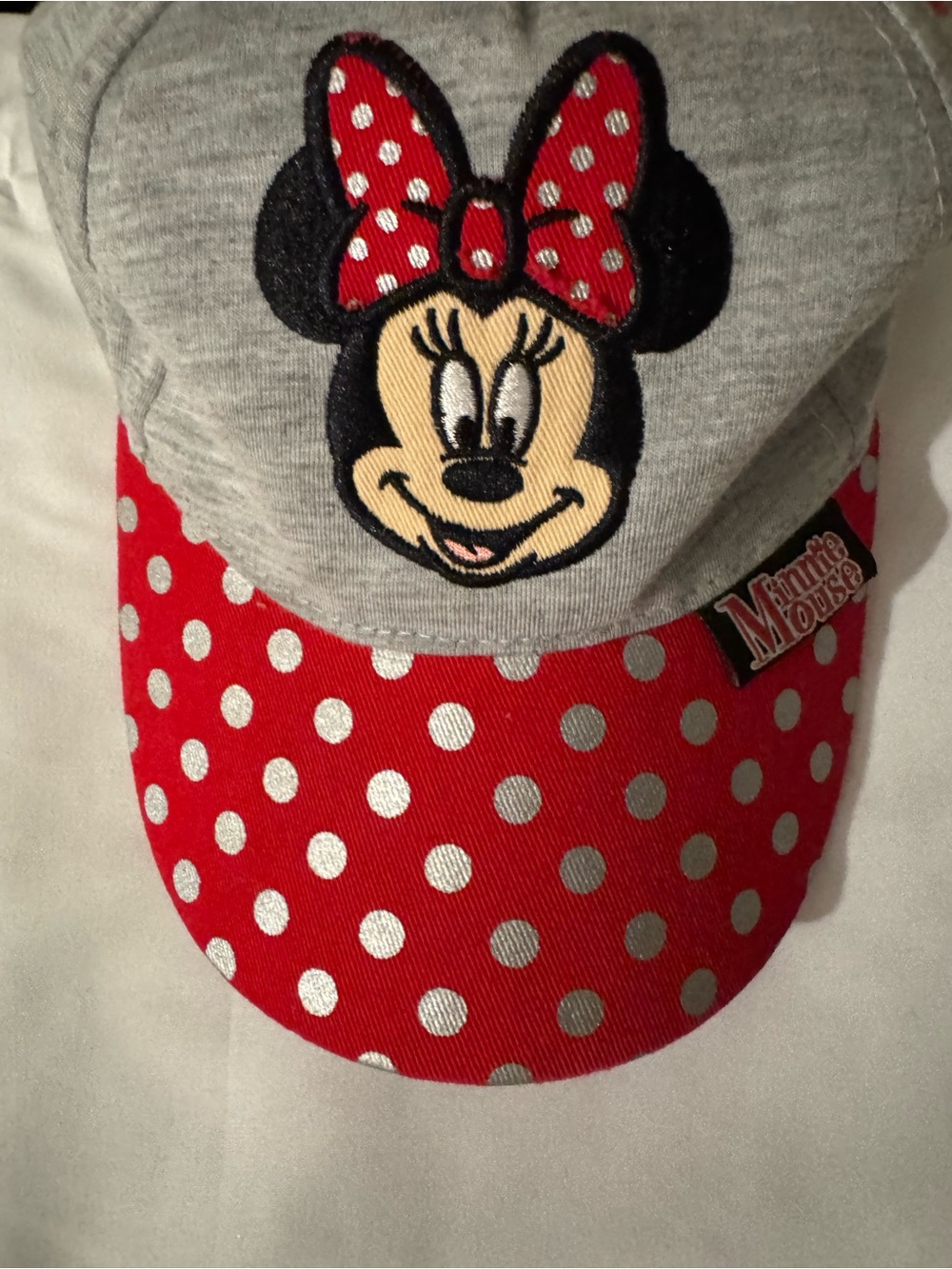 Disney Minnie Mouse Gray & Red Polka Dot Kids Cap
